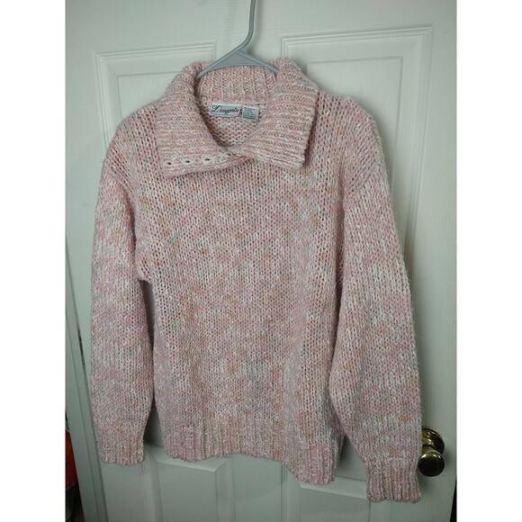 Donagain Woman L Sweater Pink Button Collared Long Sleeve Casual Big Knit... - Picture 4 of 9